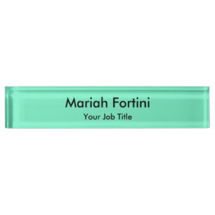 Plain Elegant Modern Minimalist Name Blue Green Nameplate