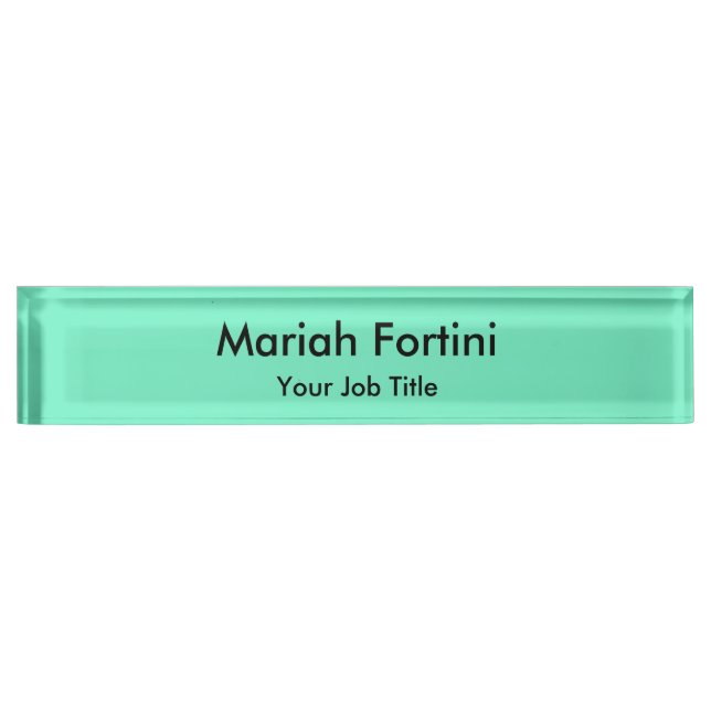 Plain Elegant Modern Minimalist Name Blue Green Nameplate (Front)