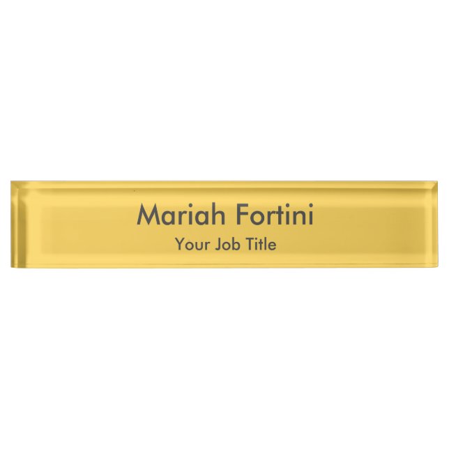 Plain Elegant Modern Minimalist Yellow Nameplate (Front)