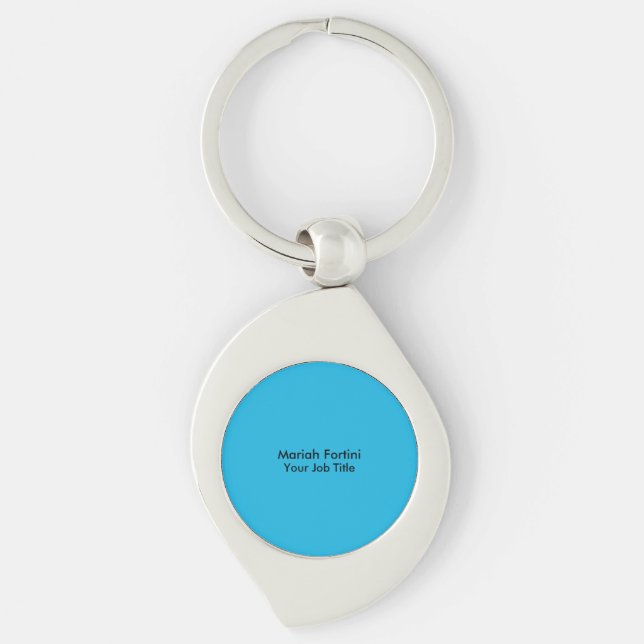 Plain Elegant Modern Minimalist Your Name Blue Key Ring (Front)