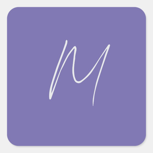 Plain Elegant Modern Own Name Monogram Square Sticker (Front)