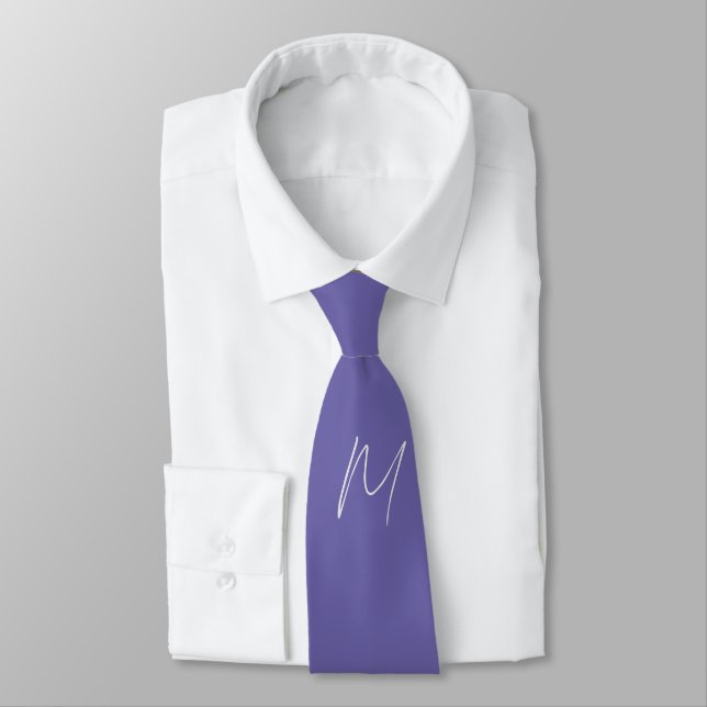 Plain Elegant Modern Own Name Monogram Tie (Tied)