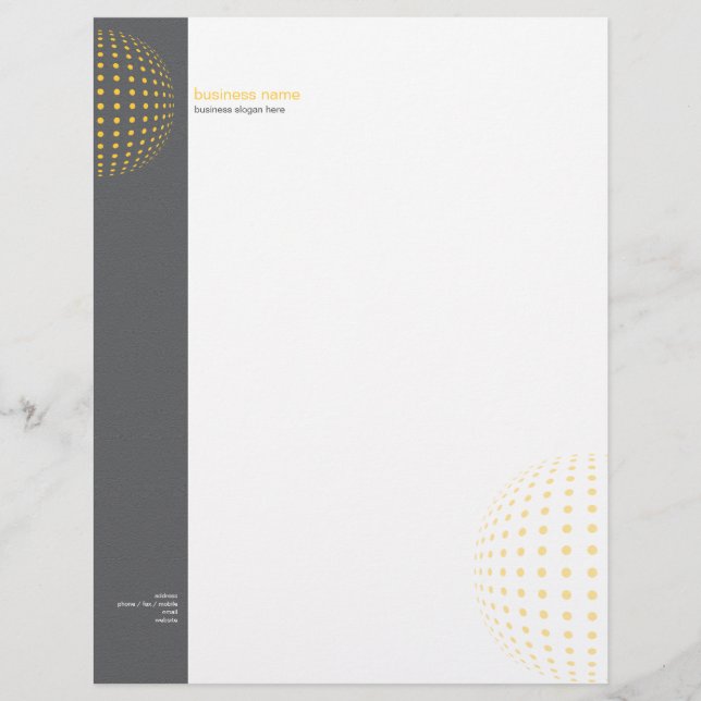 Plain Elegant Modern Simple Yellow Dots Custom Letterhead (Front)