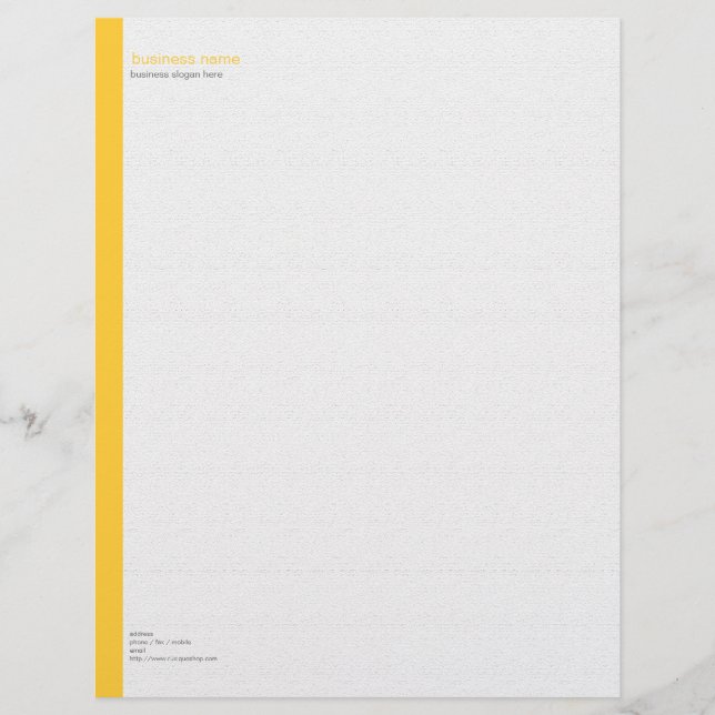 Plain Elegant Modern Simple Yellow Stripe on White Letterhead (Front)