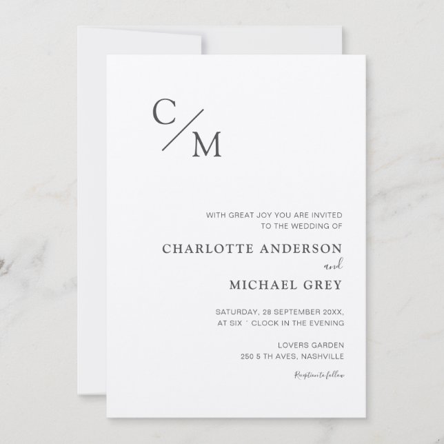 plain elegant monogram invitation (Front)