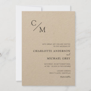 plain elegant monogram invitation
