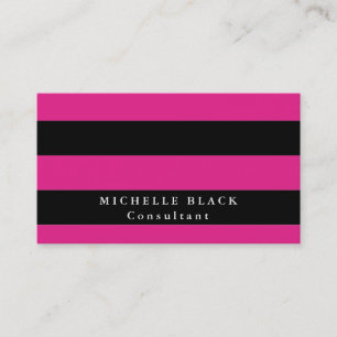 Plain Elegant Pink Black Stripes Professional Business Card