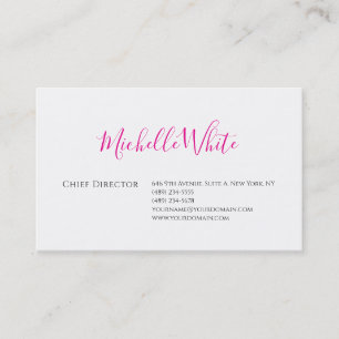  Plain Elegant Pink White Professional Modern Business Card