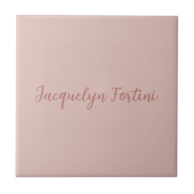 Plain Elegant Rose Gold Calligraphy Script Name Tile (Front)