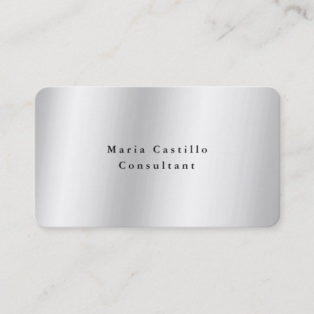 Plain Elegant Silver Grey Minimalist Modern Business Card (Front)