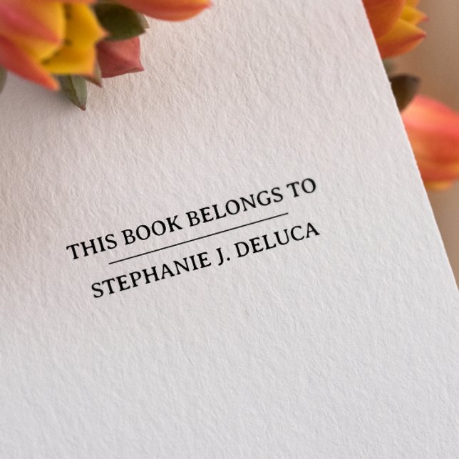PLAIN ELEGANT THIS BOOK BELONGS TO ADD YOUR NAME SELF-INKING STAMP (Chic  Modern This book belongs to Self-inking Stamp. Serif font capital letters high readability)