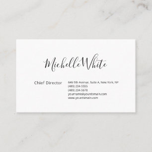  Plain Elegant White Professional Modern Business Card