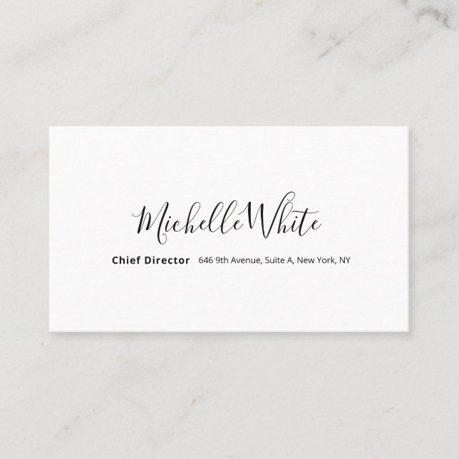  Plain Elegant White Professional Modern Business Card (Front)