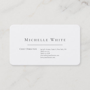  Plain Elegant White Professional Modern Business Card