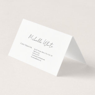  Plain Elegant White Professional Modern Business Card