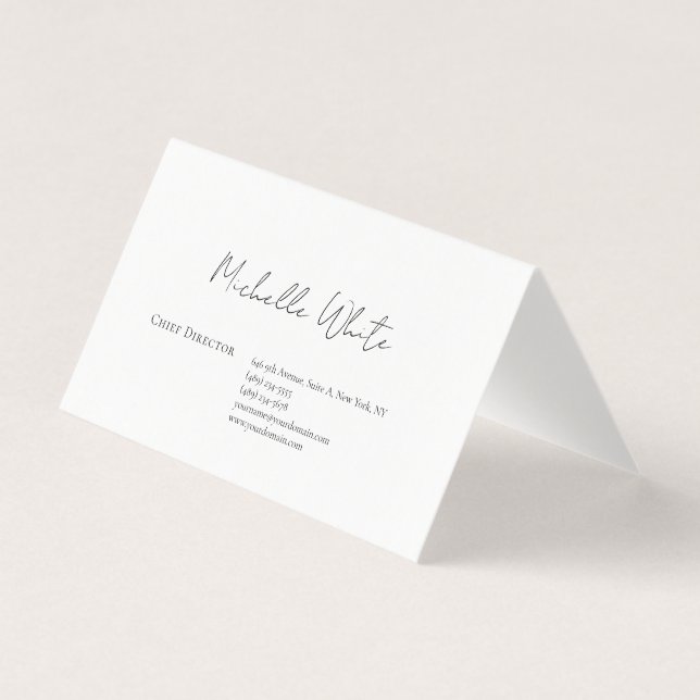  Plain Elegant White Professional Modern Business Card (Front)