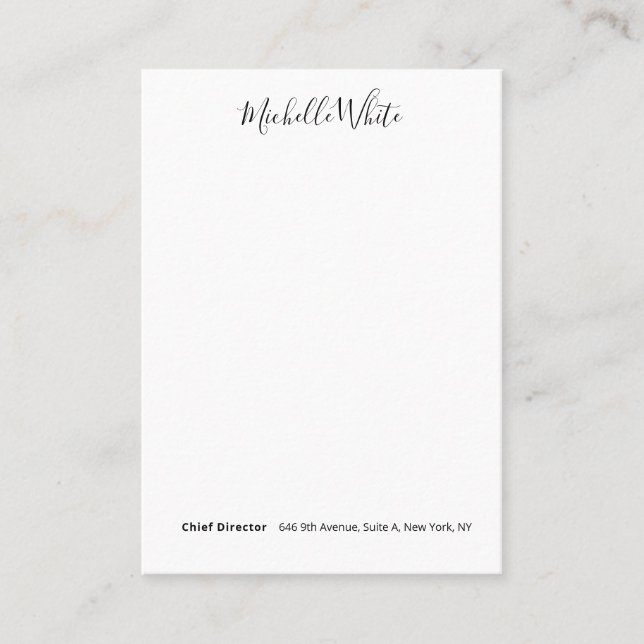  Plain Elegant White Professional Modern Business Card (Front)