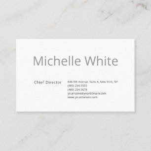  Plain Elegant White Professional Modern Business Card