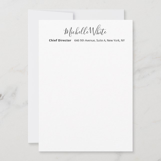  Plain Elegant White Professional Modern Card (Front)
