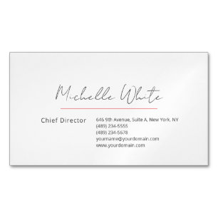  Plain Elegant White Professional Modern Magnetic Business Card