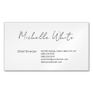  Plain Elegant White Professional Modern Magnetic Business Card