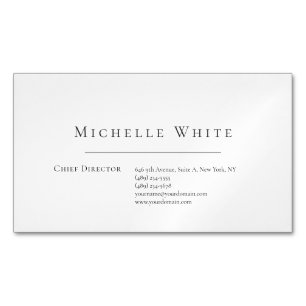  Plain Elegant White Professional Modern Magnetic Business Card
