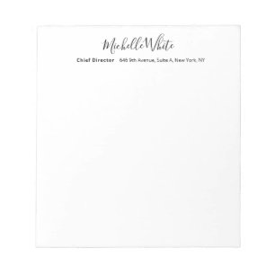  Plain Elegant White Professional Modern Notepad