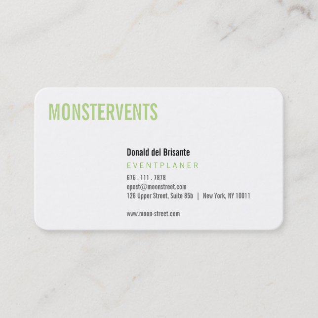 Plain Event Planer Business Card (Front)