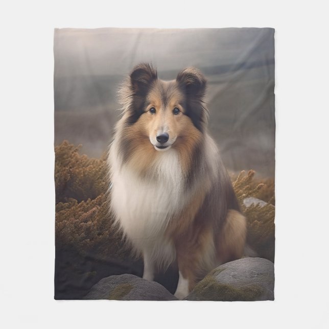 Plain Face Sheltie Fleece Blanket (Front)
