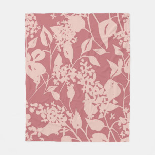 Plain floral drawing. Silhouettes of blooming lila Fleece Blanket