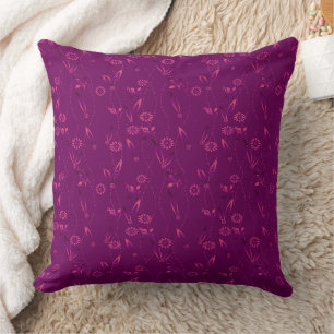 Plain floral pattern retro burgundy cushion