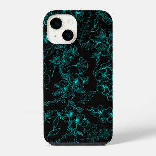 Plain flowers pattern 01.b Black BG iPhone 14 Case
