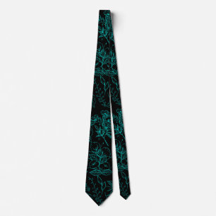 Plain flowers pattern 01.b Black BG Tie