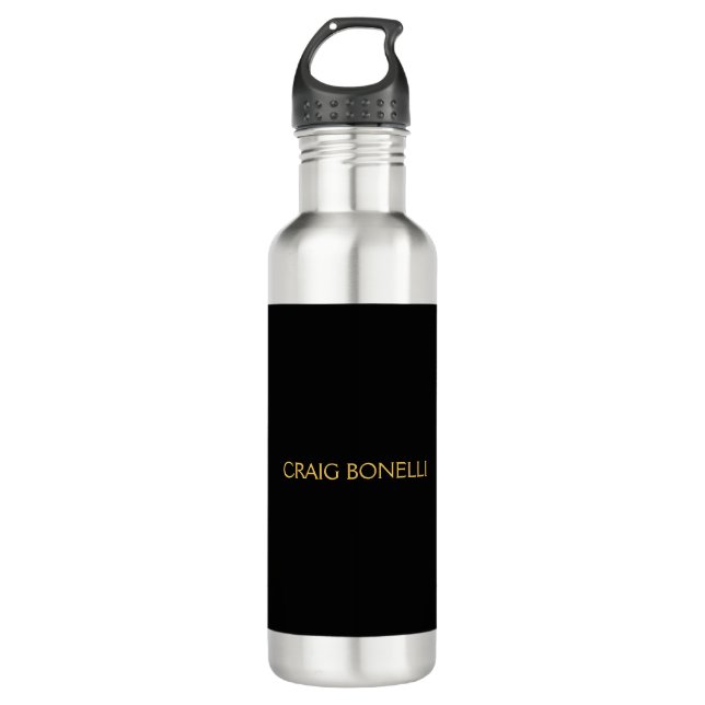 Plain Gold Black Colours Modern Minimalist 710 Ml Water Bottle (Front)