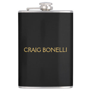 Plain Gold Black Colours Modern Minimalist Hip Flask