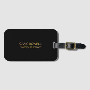 Plain Gold Black Colours Modern Minimalist Luggage Tag