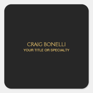 Plain Gold Black Colours Modern Minimalist Square Sticker