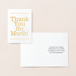 Plain Gold Foil "Thank You So Much!" Card