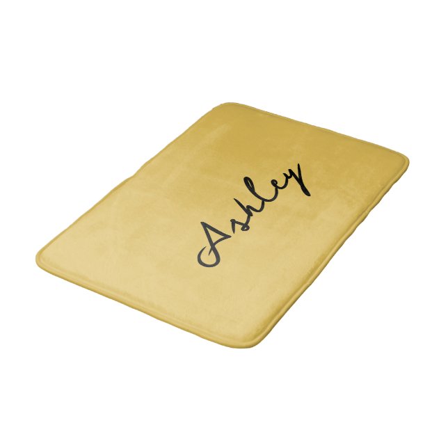 Plain gold script personalised bath mat (Angled)