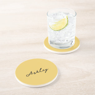 Plain gold script personalised coaster