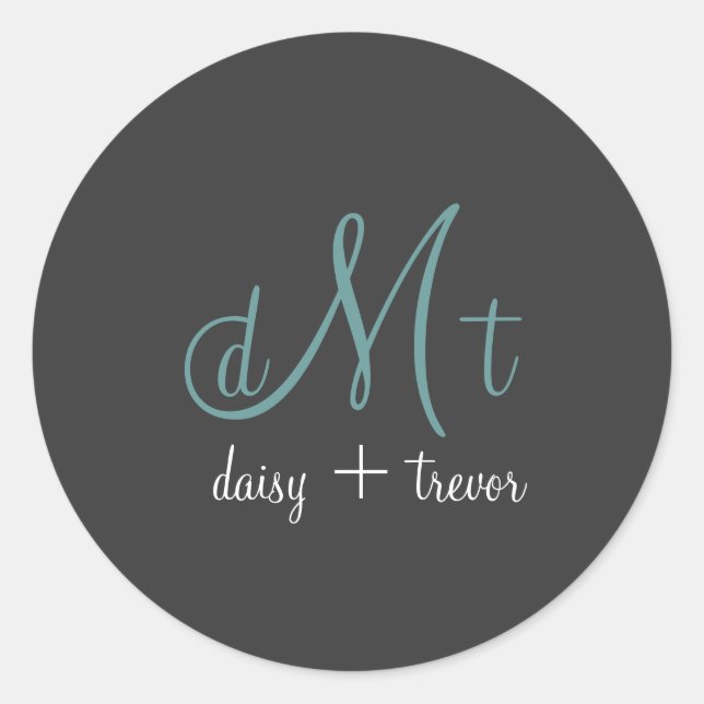 Plain Graphite + teal Monogram stickers (Front)
