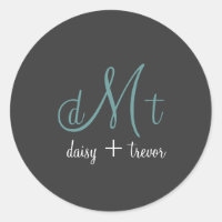 Plain Graphite + teal Monogram stickers