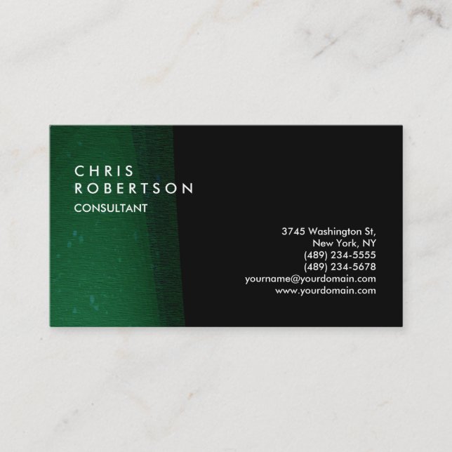 Plain Green Black Modern Creative Business Card (Front)