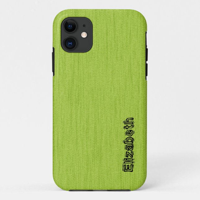 Plain Green with Wood Grain Monogram Case-Mate iPhone Case (Back)