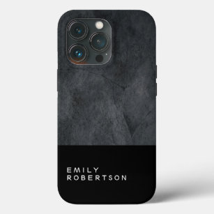 Plain Grey Black Trendy Modern Minimalist iPhone 13 Pro Case