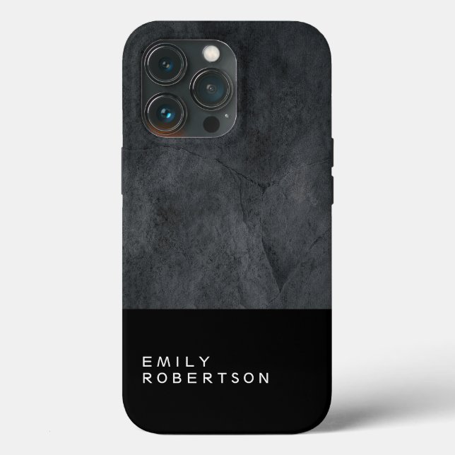 Plain Grey Black Trendy Modern Minimalist Case-Mate iPhone Case (Back)
