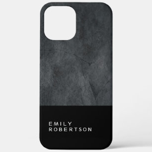 Plain Grey Black Trendy Modern Minimalist iPhone 12 Pro Max Case