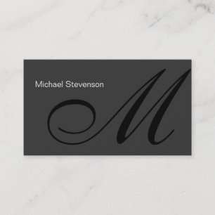 Plain Grey Black White Monogram Business Card