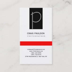 Plain Grey Black White Red Business Card