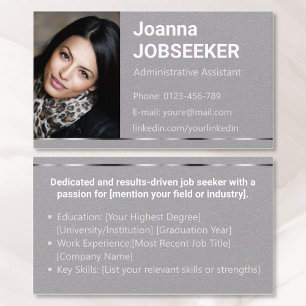 Plain Grey Classic Job Seeker Minimal Elegant Business Card